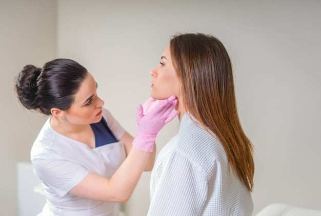 Patient discussing procedure with chin surgeon