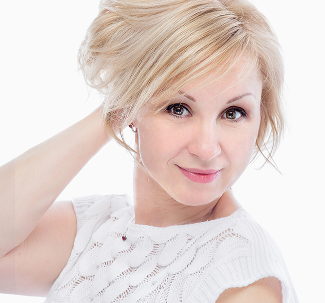 Woman's face showing before and after skin quality improvements from CO2 laser treatment after weight loss.